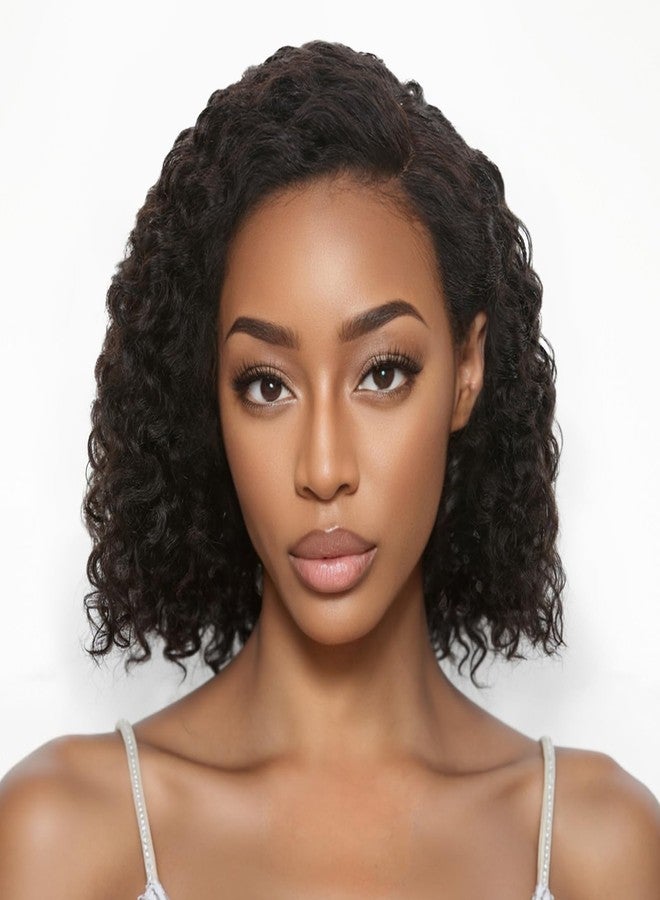 HANNE 12 Inch 13x4 Short Curly Human Hair Wigs 180% Density HD Lace Front Wig Glueless Wigs Human Hair Pre Plucked Pre Cut Curly Bob for Black Women - Image 1
